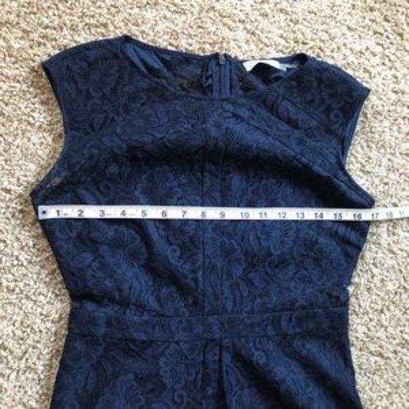 Calvin Klein Navy Blue Lace Floral cap sleeve dress size 4 - Picture 7 of 17